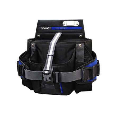 Wholesale Opened Double Layers Tool Bag, Convertible to Waist bag, Multiple Carry Ways - Quick Access Electrician Carpenter Tool Waist Belt Pouch with a Leg strap, Multiple Tool Organizers Pockets, Holding Screw and Nail Magnetic Patch, Metal Clip for Tape and Tool Slots.